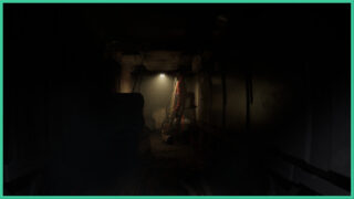 The inside of Echo-7, the ship you must visit in Dire Echo. The hallway is dark with just a small light ahead. Wires fall from the ceiling as someone stands on a ladder. The inside of Echo-7, the ship you must visit in Dire Echo. The hallway is dark with just a small light ahead. Wires fall from the ceiling as someone stands on a ladder.