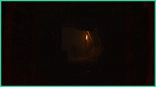 The dark caves in Those Who Dwell. There is a figure ahead standing by a torch. The dark caves in Those Who Dwell. There is a figure ahead standing by a torch.