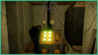 The bunker in Overburden, with gritty graphics. There's a machine with green lights and a box on the wall. The bunker in Overburden, with gritty graphics. There's a machine with green lights and a box on the wall.