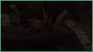 The centipede-like creature in Idols of Ash as it crawls across a structure close to the ceiling in the depths. The centipede-like creature in Idols of Ash as it crawls across a structure close to the ceiling in the depths.