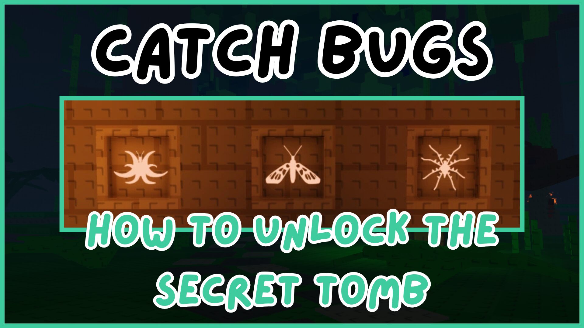 The three symbols of the bugs you need to catch to unlock the Secret Tomb in Catch Bugs.