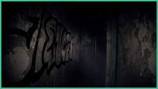 A dark and narrow hallway in Psalm 2 with graffiti on the left wall. A dark and narrow hallway in Psalm 2 with graffiti on the left wall.
