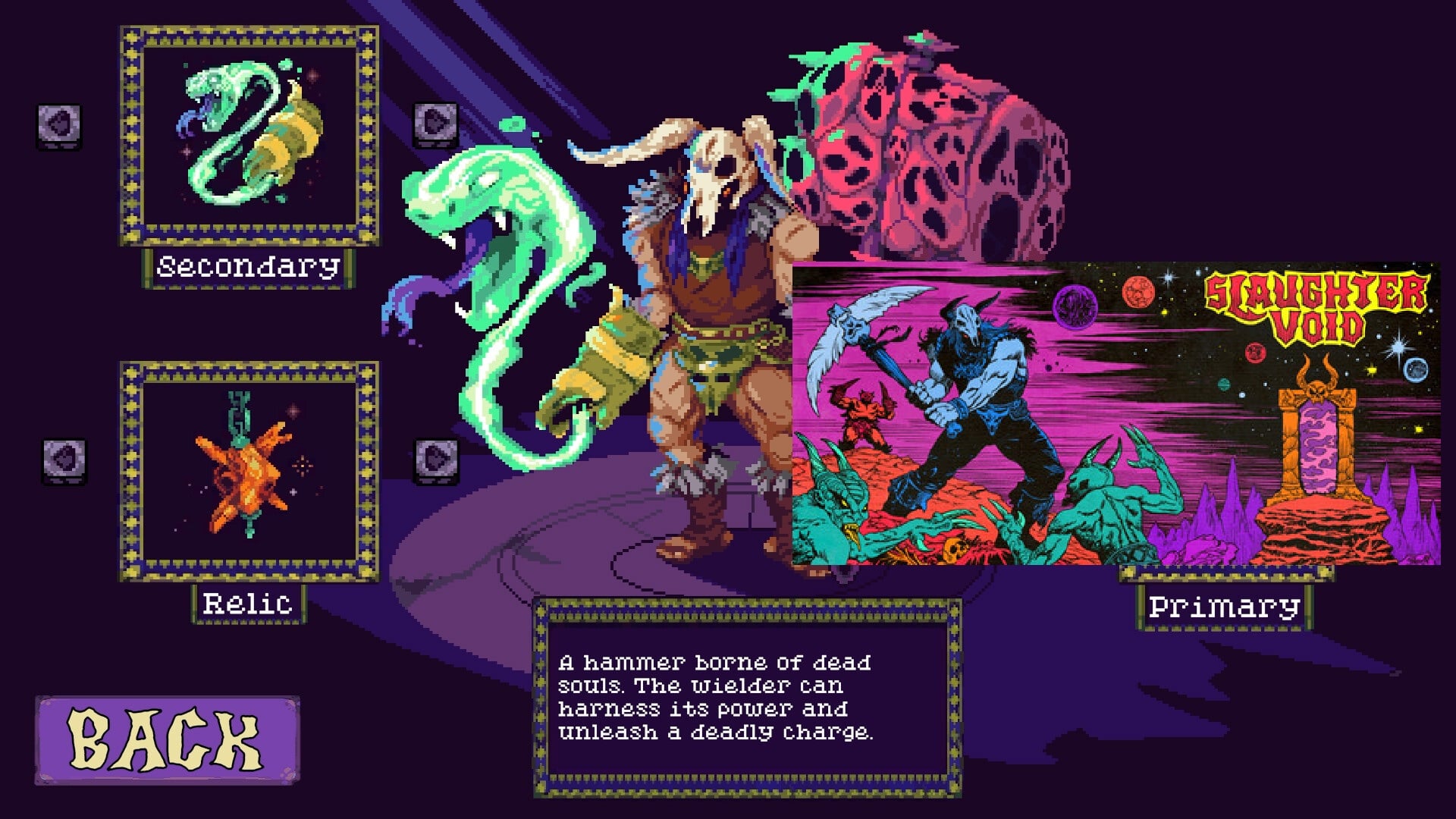 featured image for our news on Slaughter Void. It shows a neon-punk image with the game's bosses and some stats.