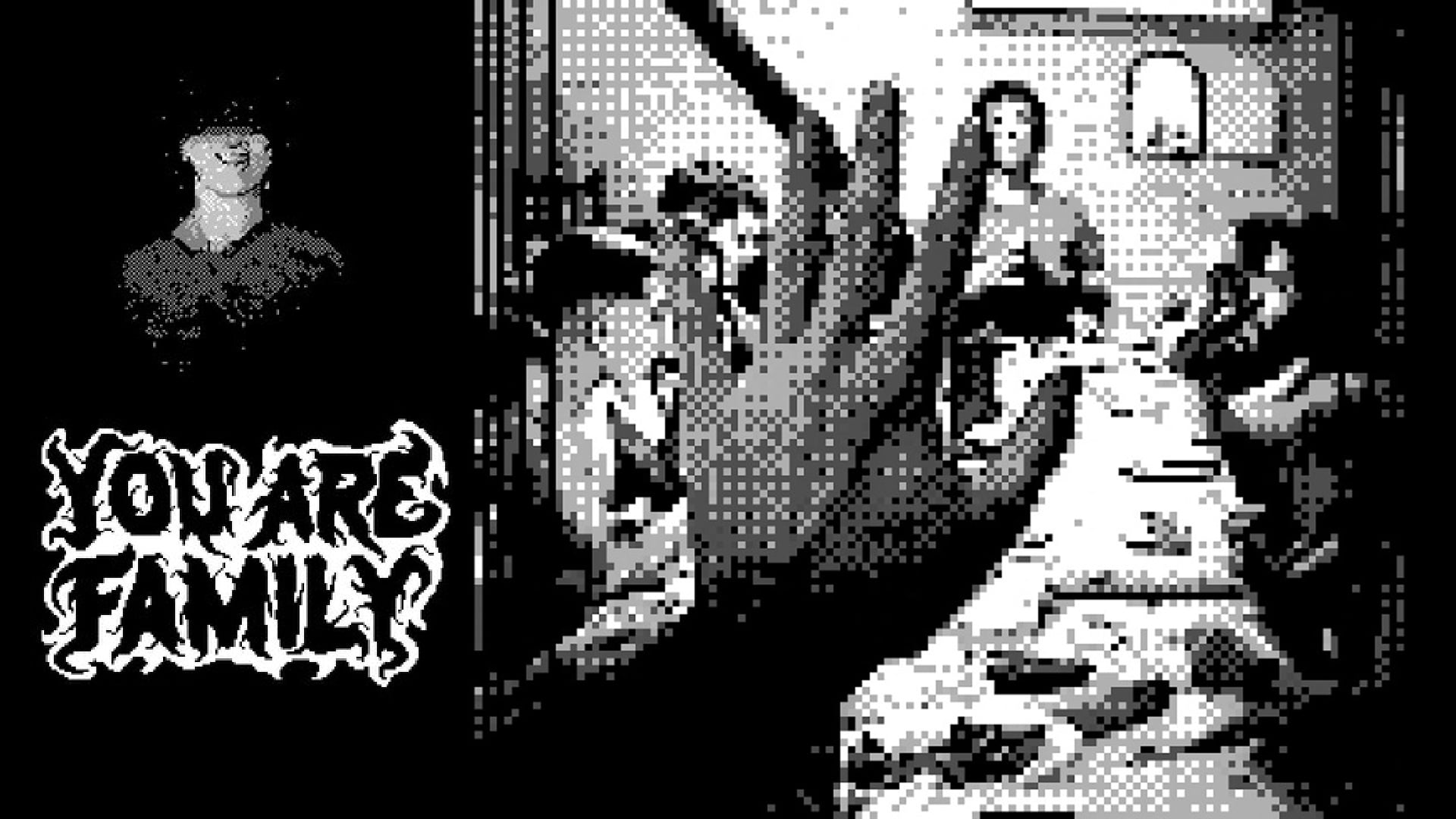 featured image for our news on You Are Family. It shows a gritty image with a palm on a screen. The picture has a monochromatic art style.