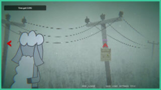 The sheep from Carnivore! walking through a foggy field with utility poles. A piece of paper is attached to one of the poles. The sheep from Carnivore! walking through a foggy field with utility poles. A piece of paper is attached to one of the poles.