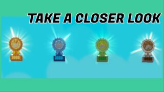 image shows the trophies up close. image shows the trophies up close.