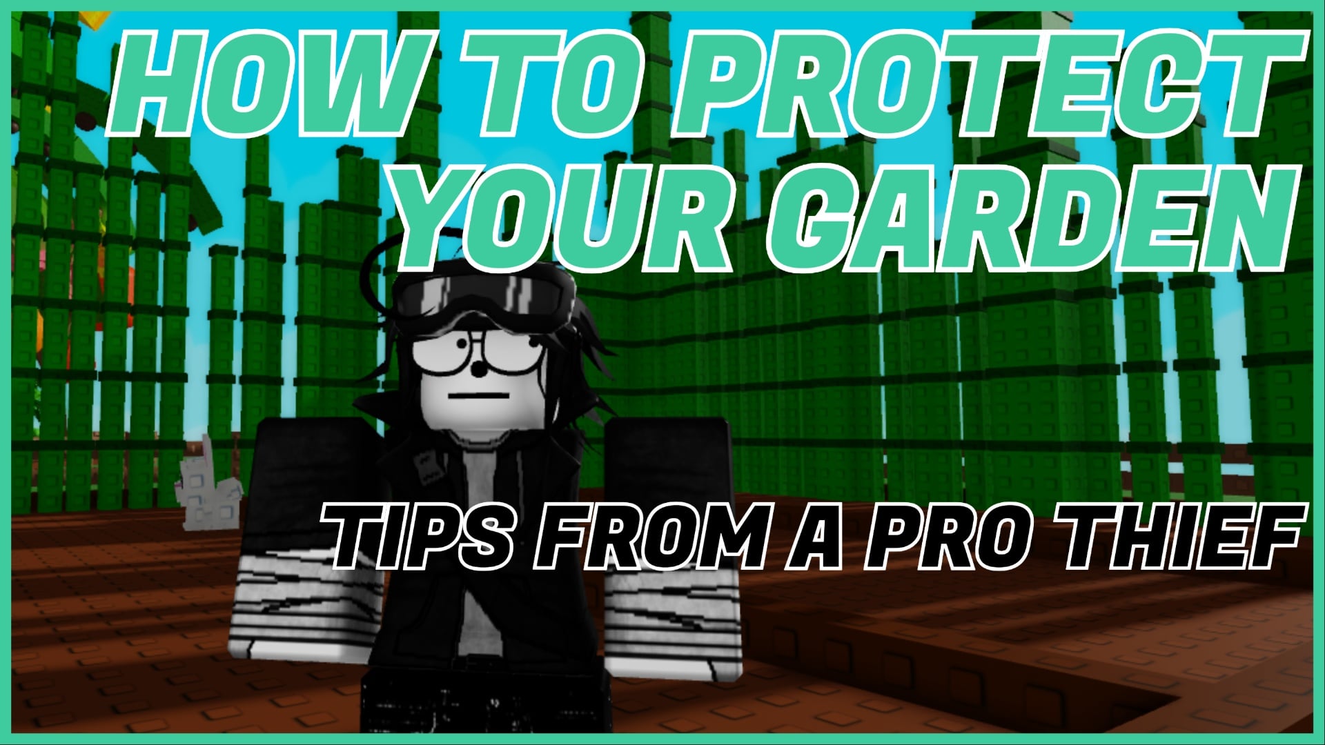 Feature image for our how to protect your garden in grow a garden 2 guide showing a player amongst their wall of bamboo acting as a wall to prevent thieves.